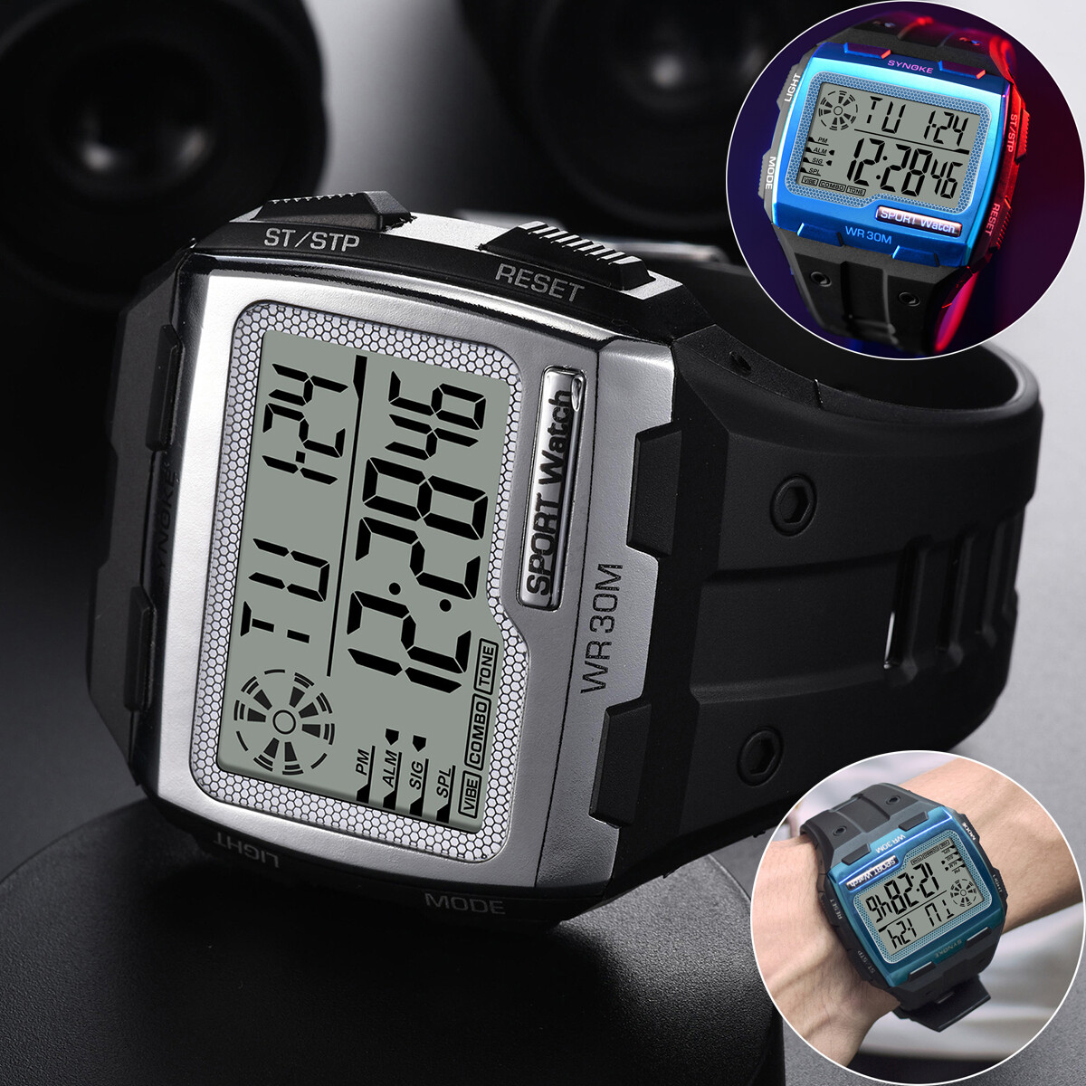SYNOKE Men’s Military Waterproof Sport Digital Watch LED Backlight Wristwatch US