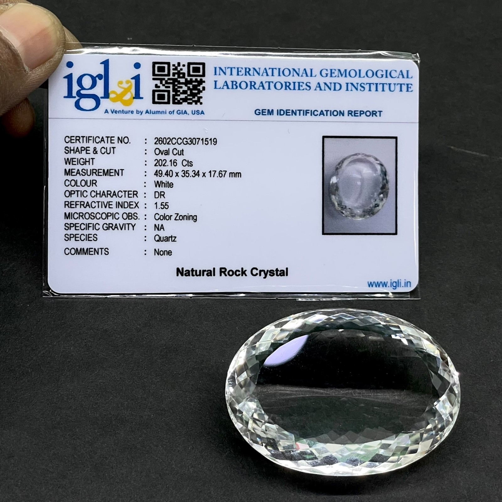 202.16 Cts Certified Natural White Crystal Quartz Loose Pendant Size Gemstone