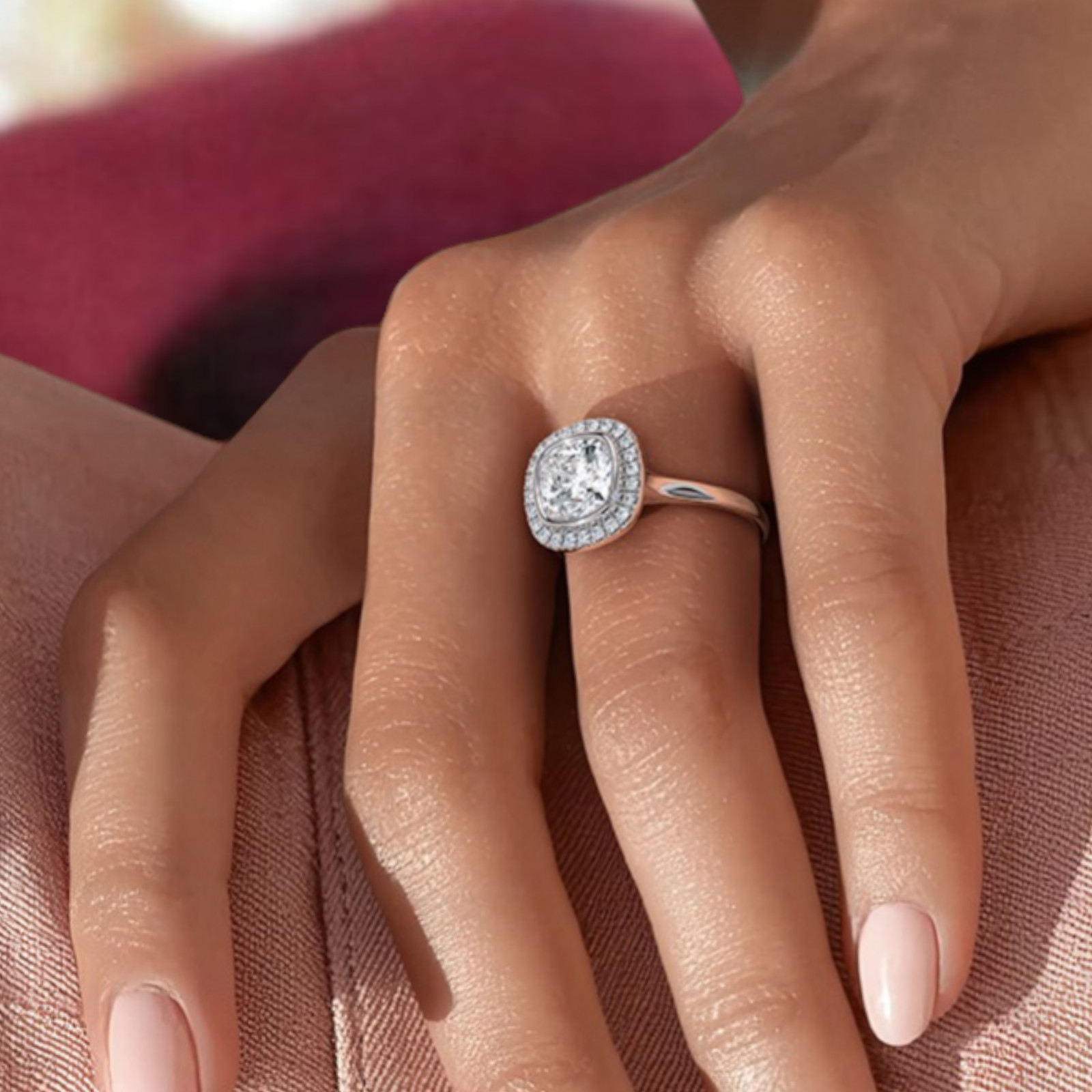 3.85 Ct Cushion IGI Certified Lab Created Diamond Engagement Ring 14k White Gold