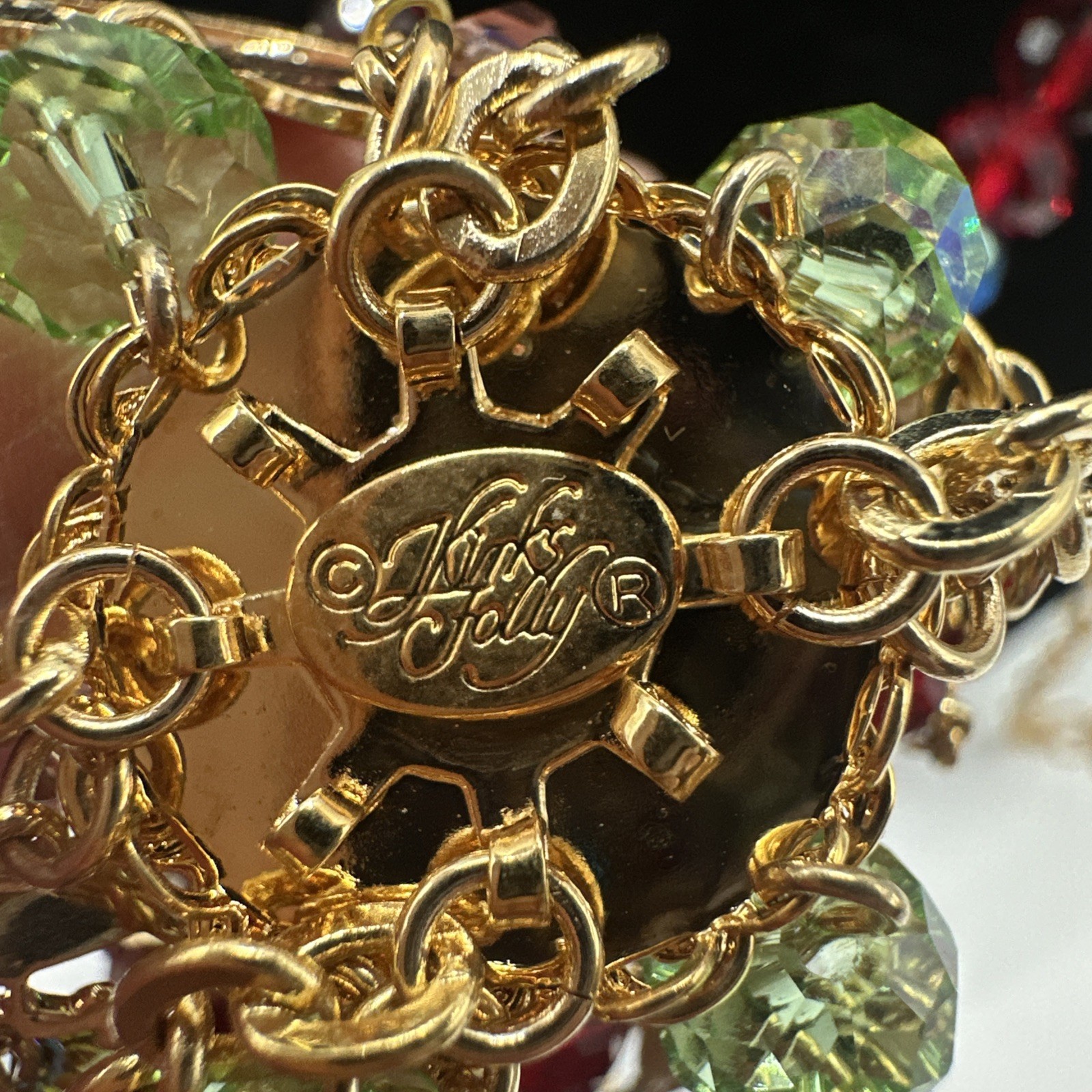 Kirks Folly Brass/Gold-Tone “Ouch the Elf” Red Bead Necklace 29 1/2″ Necklace