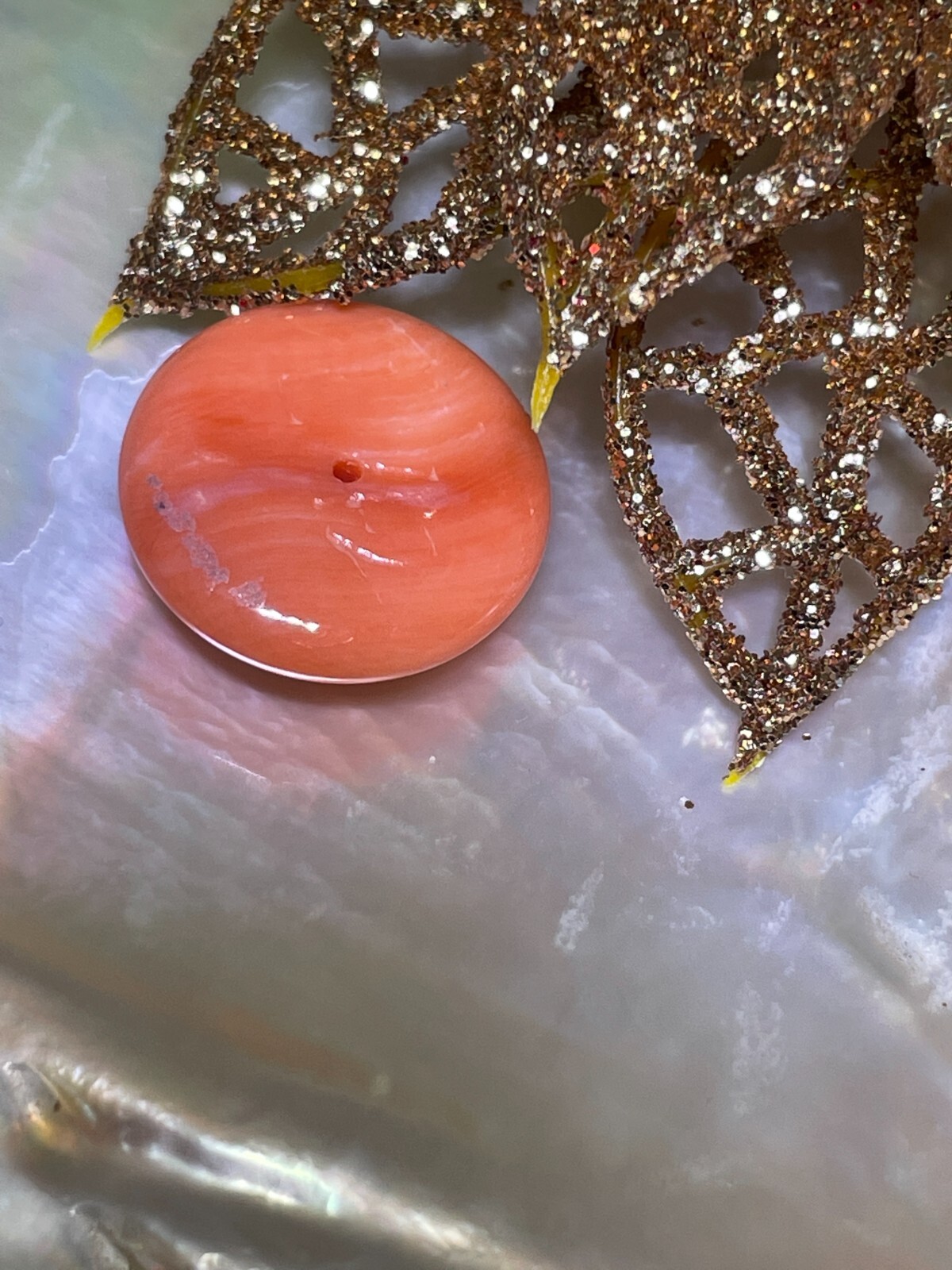 17.0mm Loose Vintage Natural Pacific Momo Coral Salmon Color 13.51ct