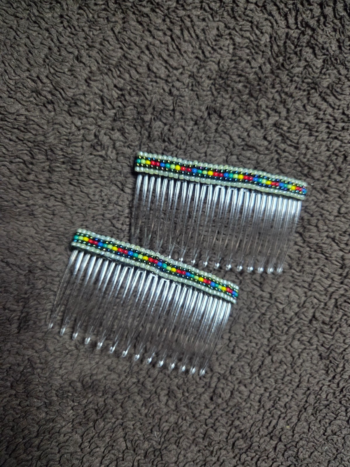 Native American Hand Beaded Hair Comb Set by Jean