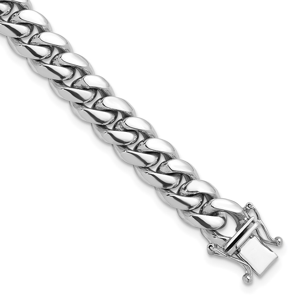 Platinum Polished 10.5mm Solid Curb with Safety Clasp Chain Bracelet 8″ 107.01gm