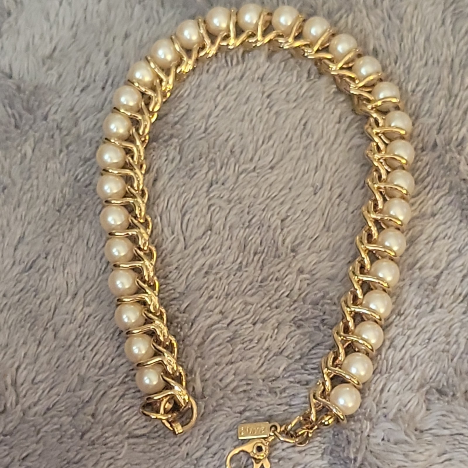 Vintage Monet Faux Champagne Pearl Bracelet