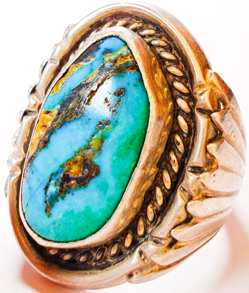 Navajo Sterling Silver Turquoise Ring Size 10.5 • LARGE 19×10.6mm Stone • 17.18g