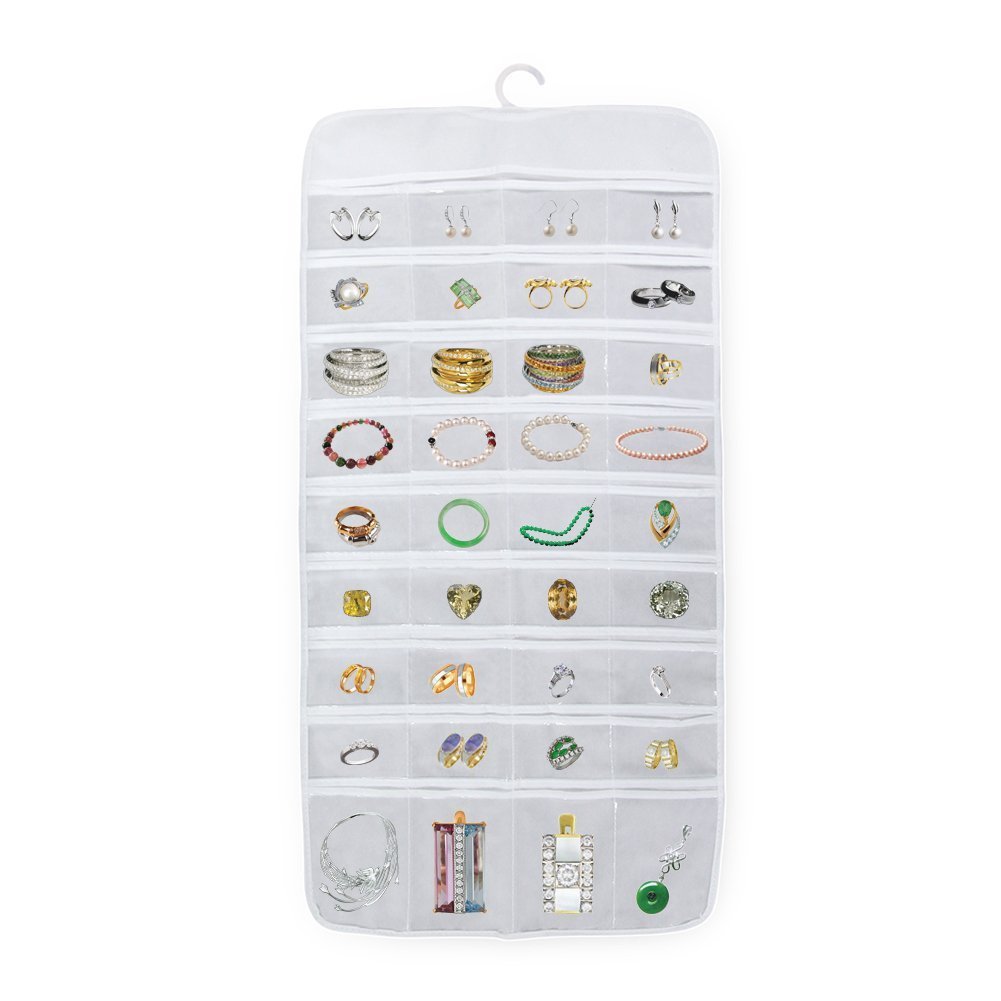 Bracelet Earring Ring necklace 72 Pocket Hanging Jewelry Organizer Pouch Holder