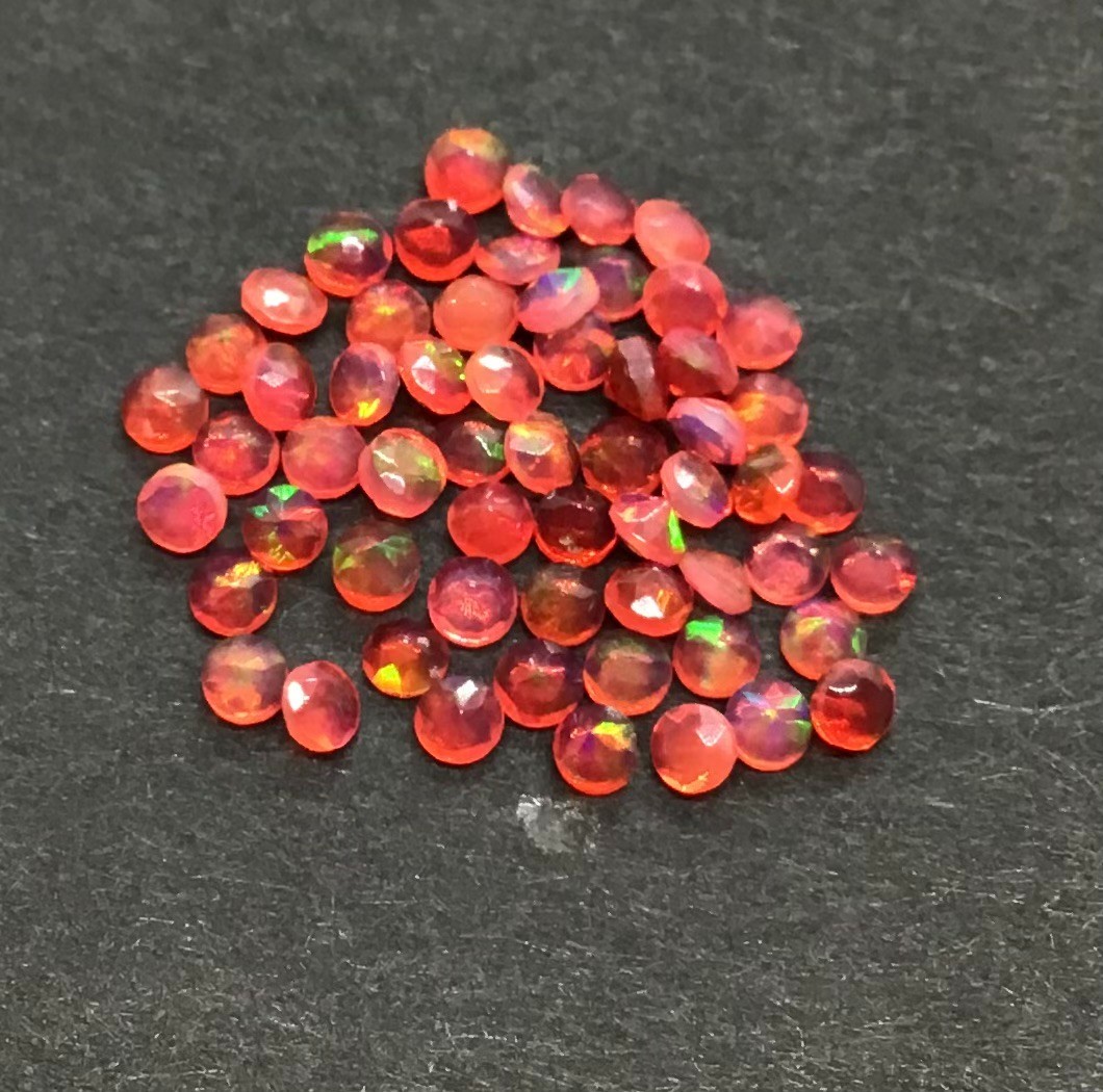 AAA Natural Ethiopian Red Fire Opal Round Cut Loose Gemstone For All Jewelry