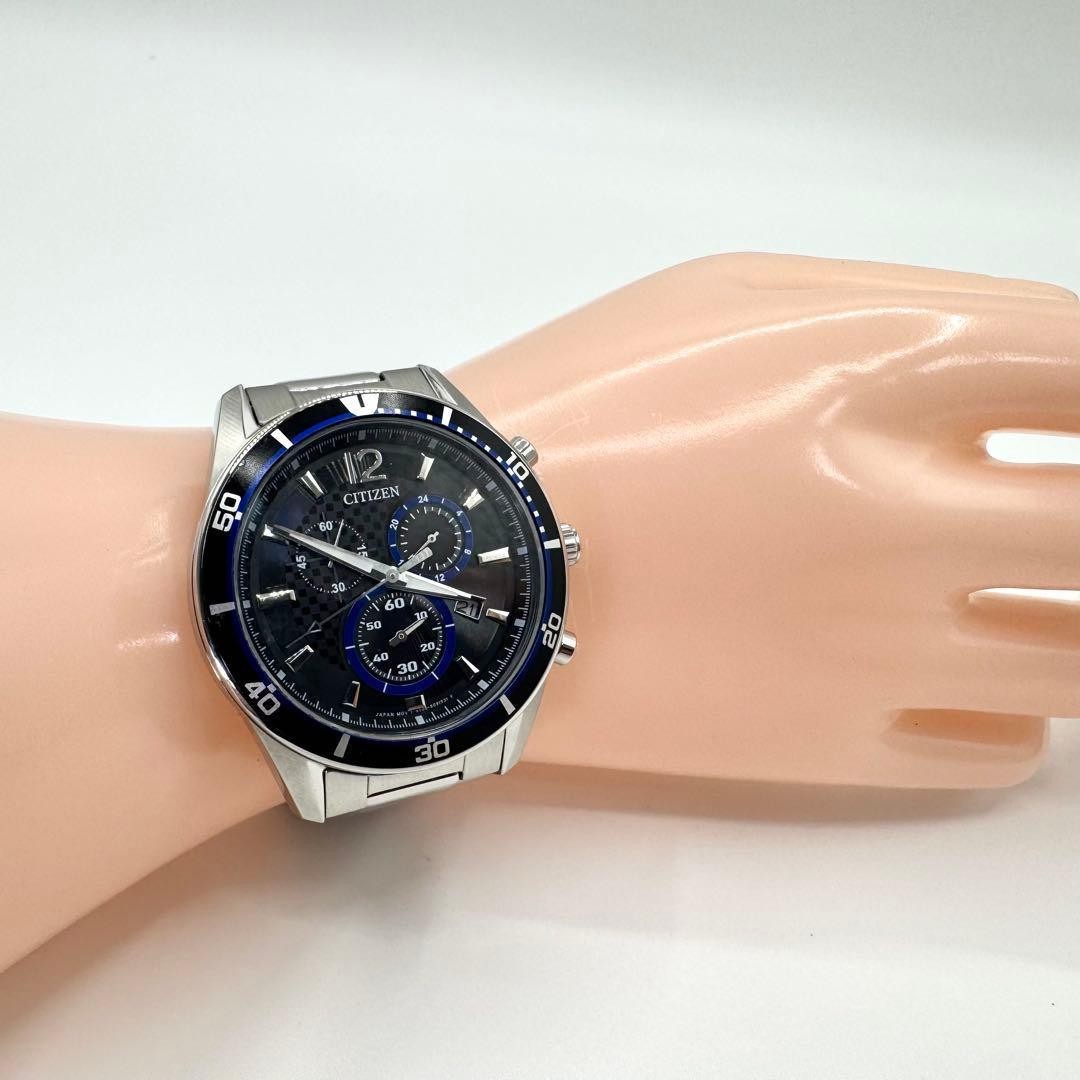 CITIZEN H500-SO61083 Eco-Drive Chronograph with Check Dial and Date Used Japan