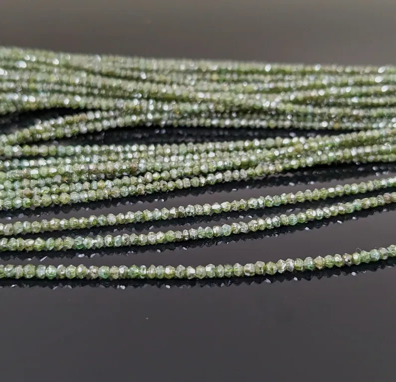 Faceted Green Diamond Rondelle Beads: Natural AAA+ Quality (1.6-2.4mm)