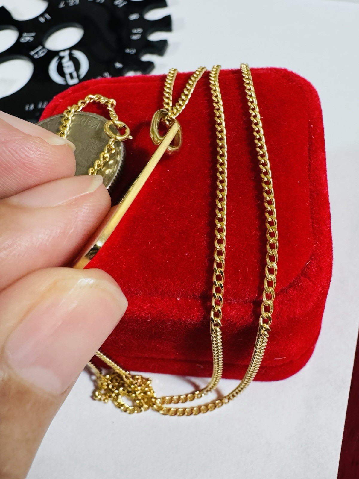 Rare Solid 18K 750 Gold Mens Woman’s Bar Necklace 24”/23.5” Long 11.82g 2.2mm