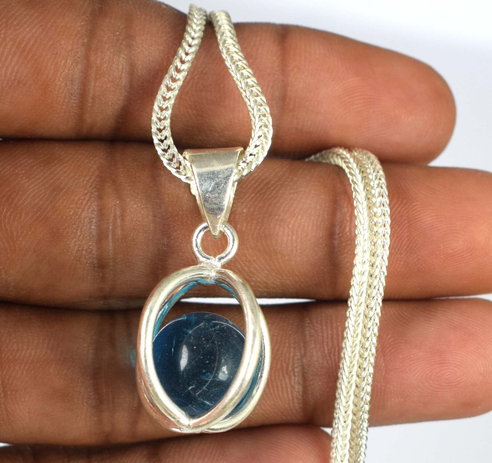 22.65 Ct Brazilian Blue Topaz Round Gemstone Ball Pendant Valentine’s Sale