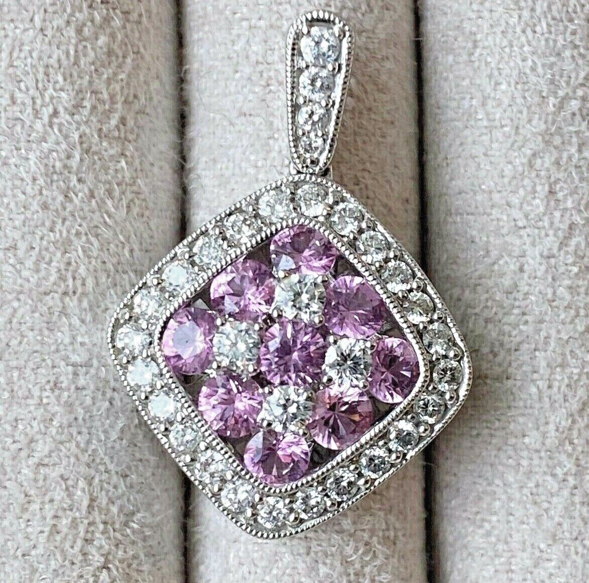 Designer GREGG RUTH 18K Gold Pink Sapphire Diamond Necklace Pendant 1.92ct ~$3K+