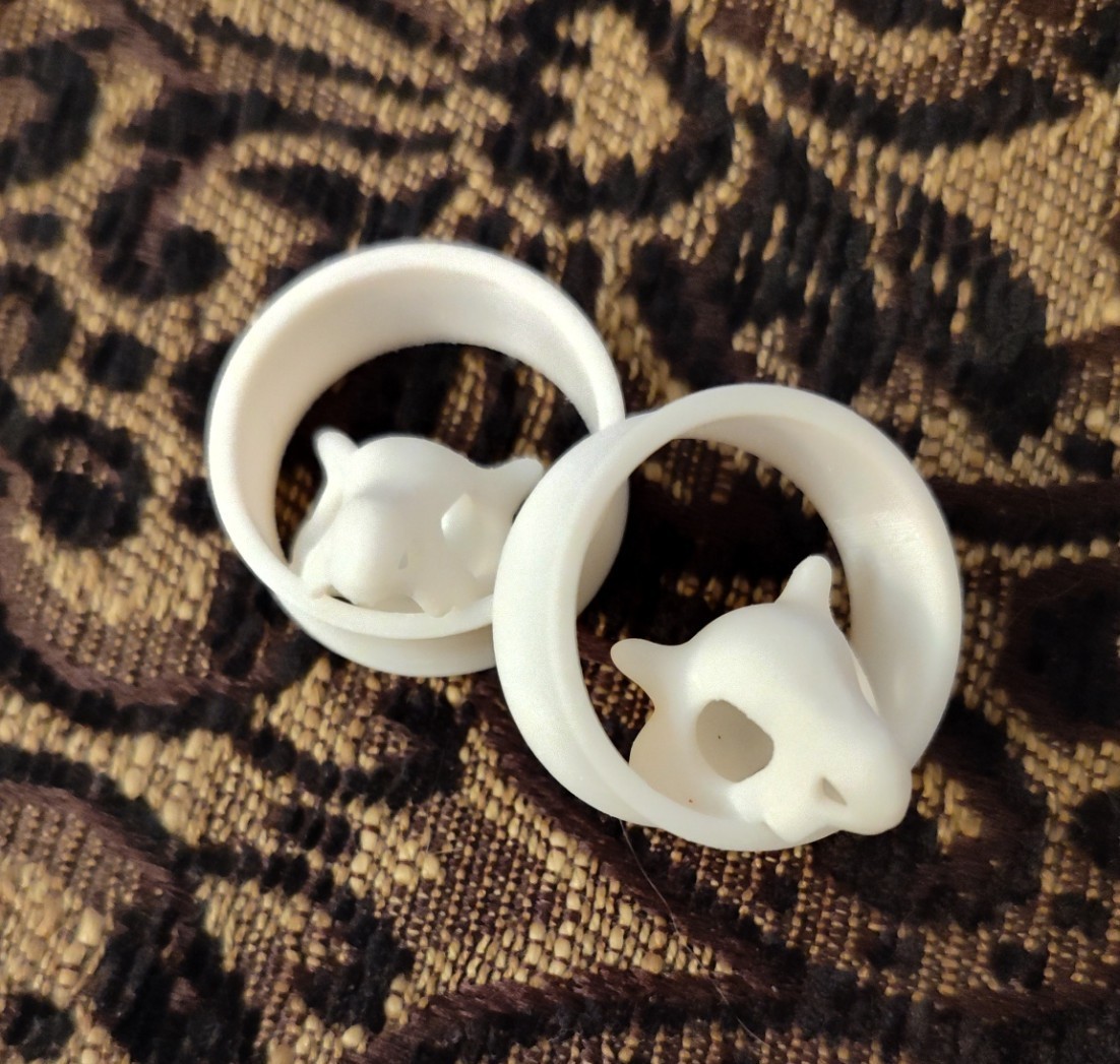 Pokemon Cubone Resin Ear Tunnels – 25 MM / 1 IN – White – Custom Sizes Available
