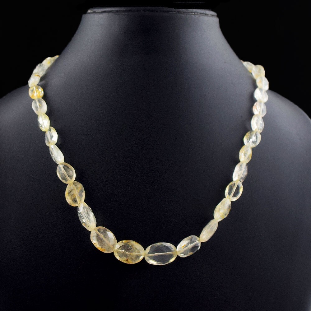 Absolutely Fantastic Golden Rutile Quartz 218.00 Cts Beaded Necklace VK 33 E659