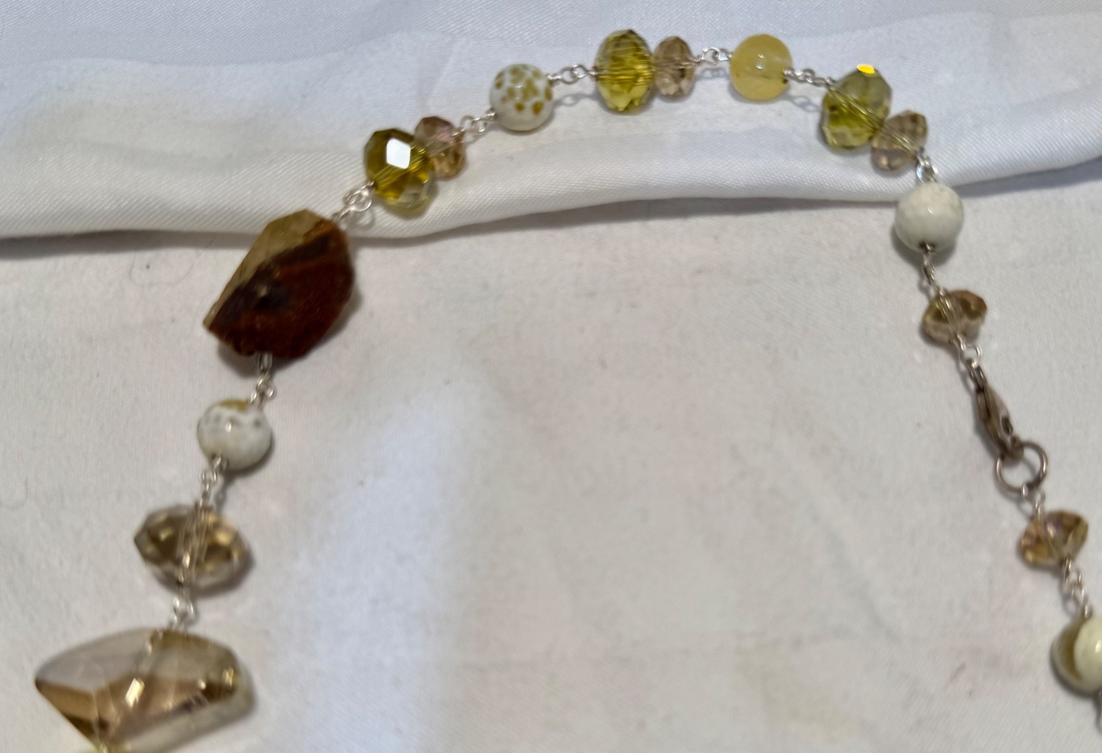 Chunky Citrine & Quartz Bead Necklace 30″ Sterling Sterling Silver 952 114g