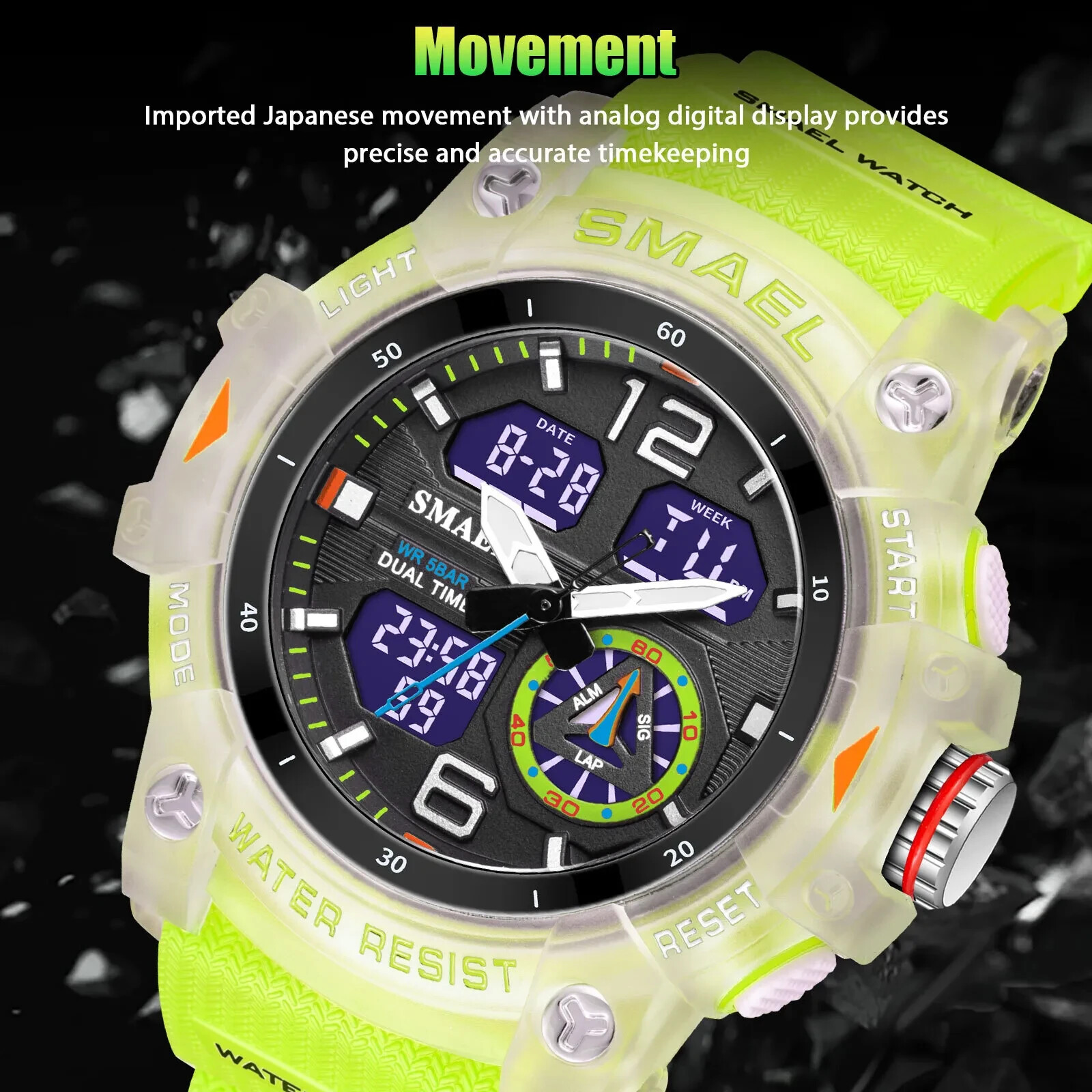 Reloj Militar LED para Hombres Pulsera Deportiva Digital&Cuarzo Impermeable