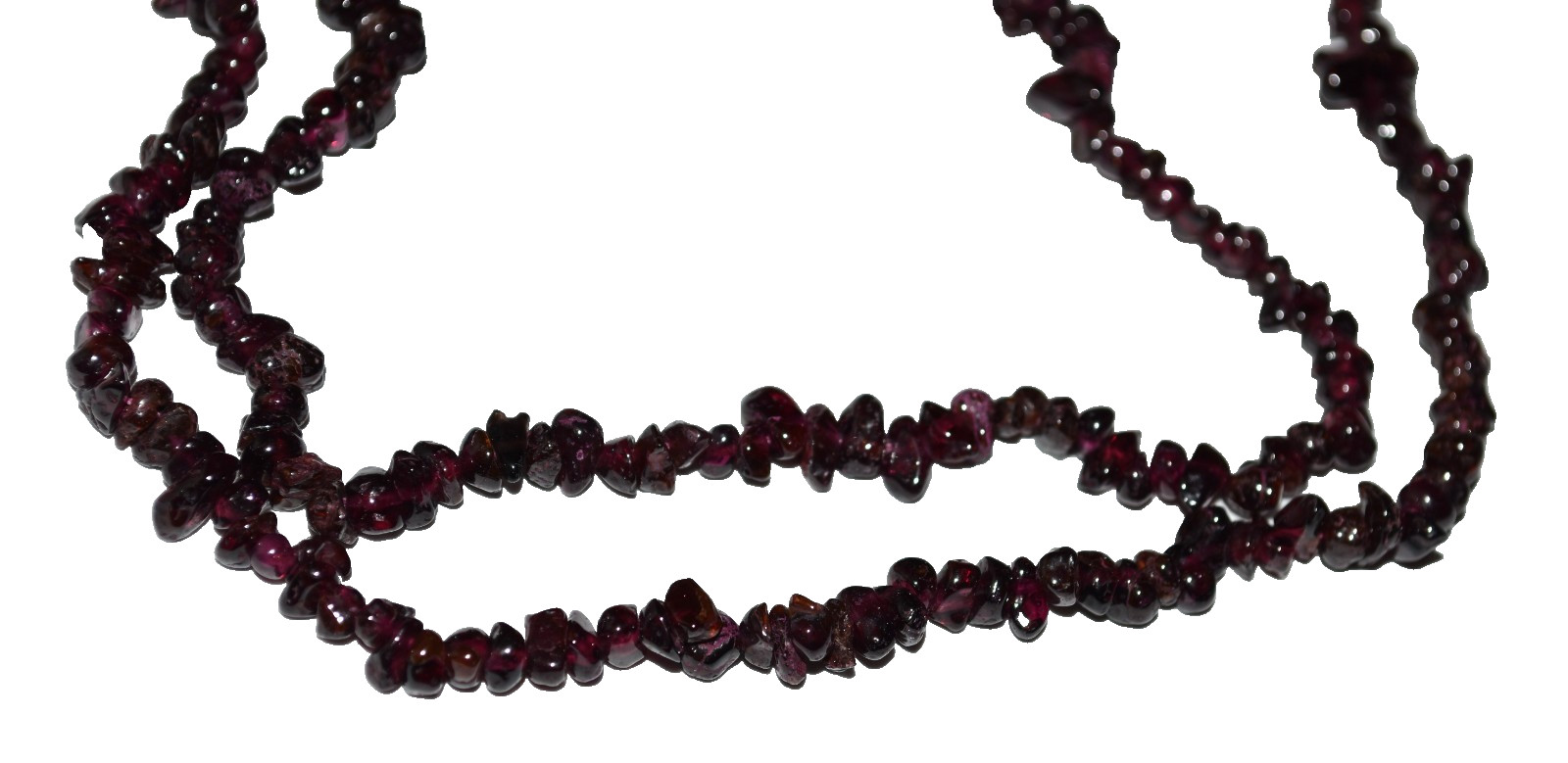 Vintage Garnet 2-3mm Irregular Shaped Various Size Stones 36″ Necklace