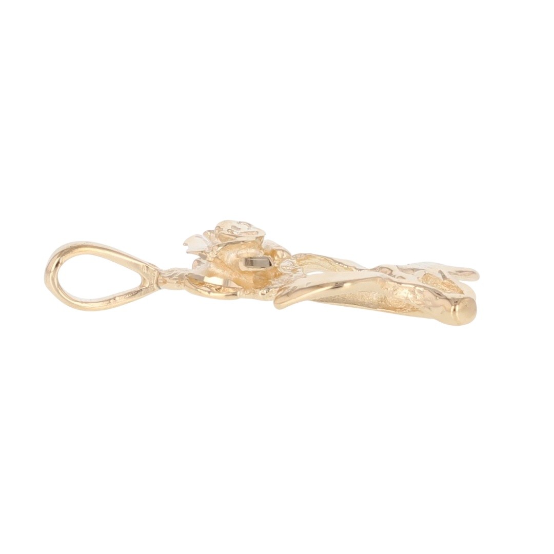 22.5mm Diamond-Cut Flower Shaped Pendant w/o Chain 14k Yellow Gold 1.42 Grams