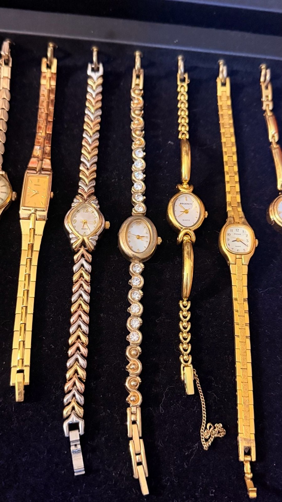 Collection of 8 Vintage Women’s Gold-Tone Quartz Fashion Wristwatches