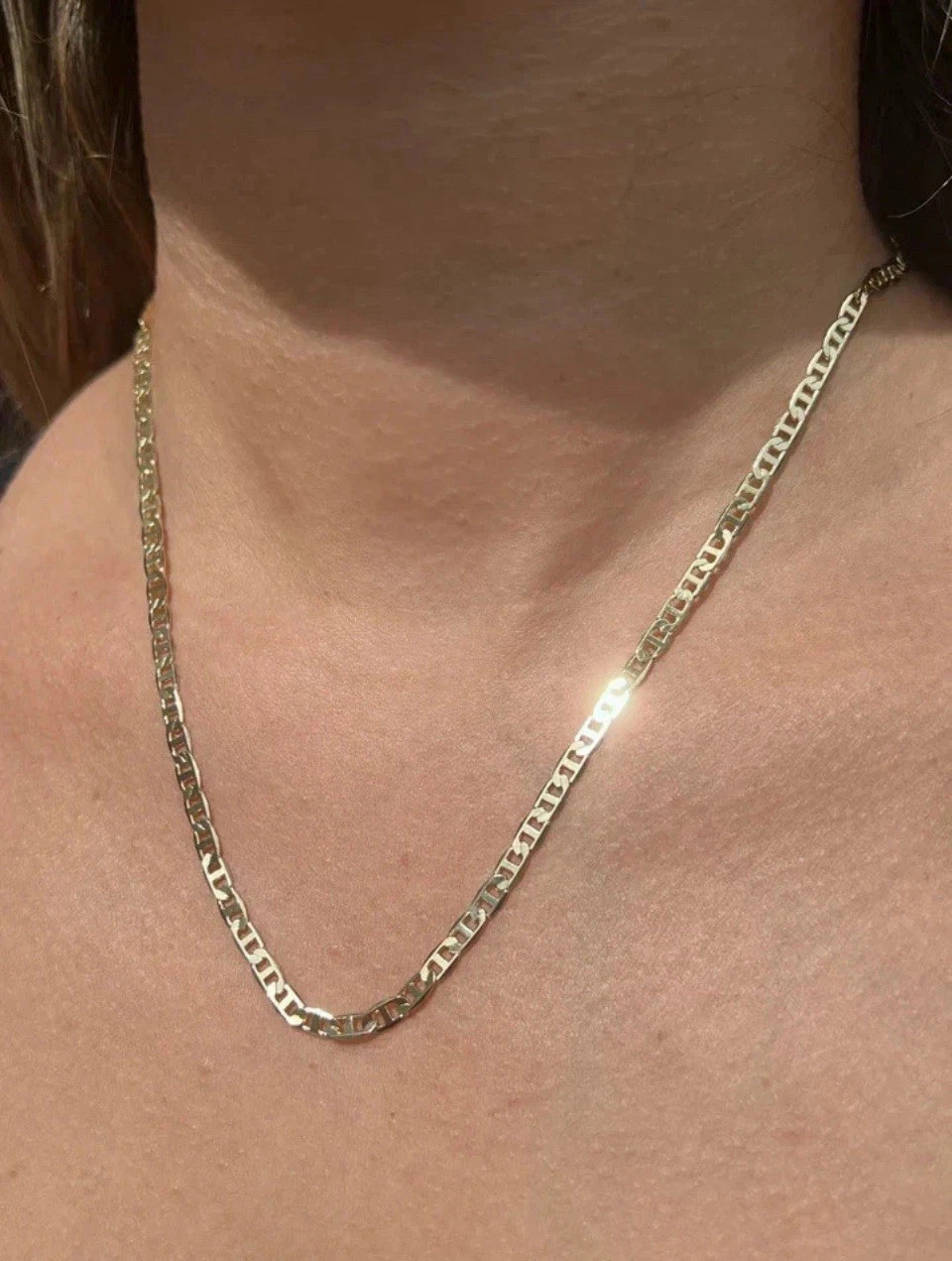 Diamond Cut Chain 18K Gold Filled Mariner Necklace 19.5″ Unisex Jewelry