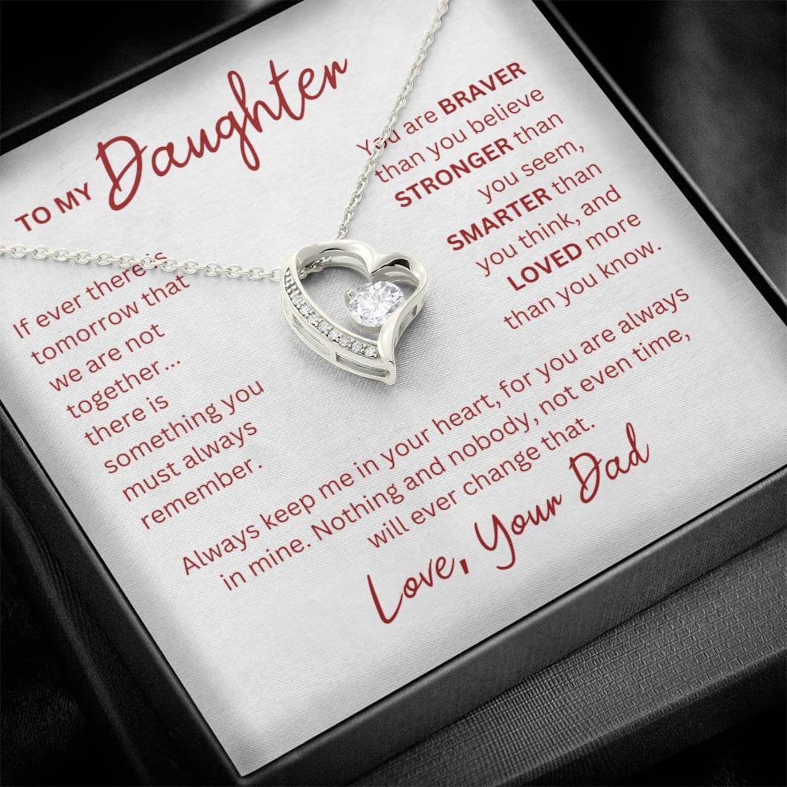 To My Daughter Necklace from Dad, Birthday Gift, Mother’s day Gifts From Dad,Mum