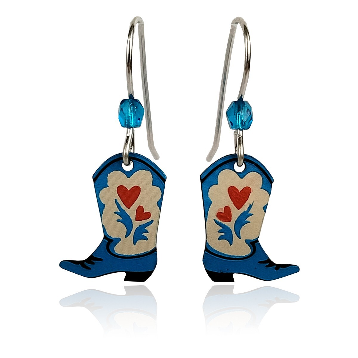 FashionJunkie4Life Sterling Silver Hand Painted Cowgirl Boot Dangle Earrings