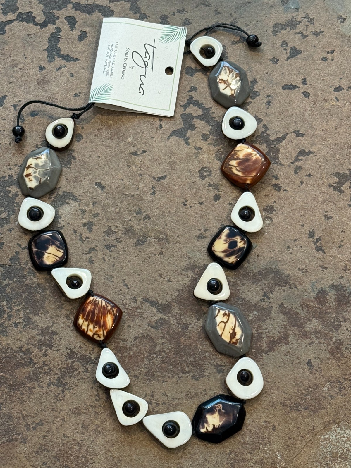 TAGUA NUT “CELINA” NECKLACE ORGANIC ARTISAN HANDMADE BOHO STATEMENT JEWELRY NEW