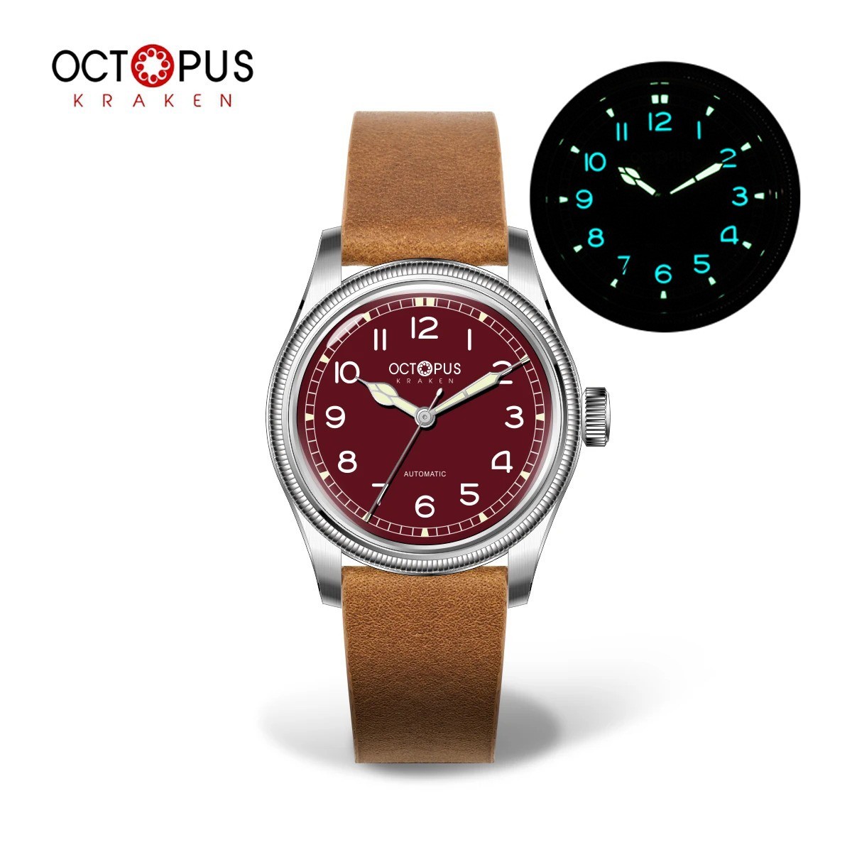 OCTOPUS KRAKEN PT5000 SW200 Automatic 100M Aviator Dress Watch 38mm 316L BGW9 C3