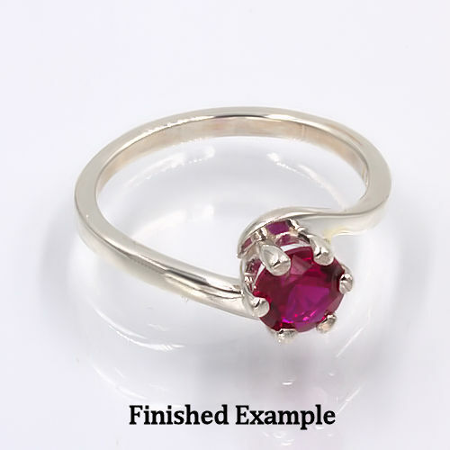 (4mm – 11mm) Round Crescent Solitaire Pre-notched Ring Setting(Ring Sizes 4-11 )