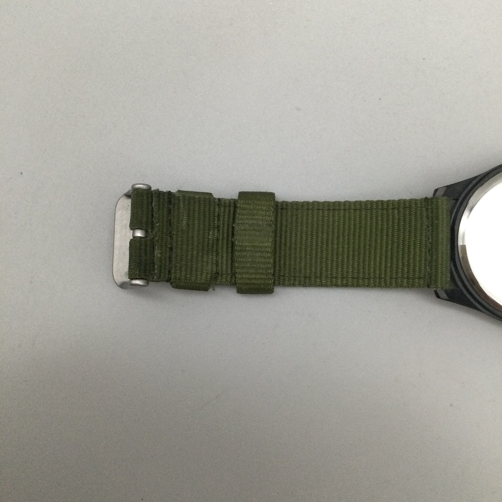 Lenqin Watch Mens 40mm Black Case Olive Green Nylon Band Date WR 50M