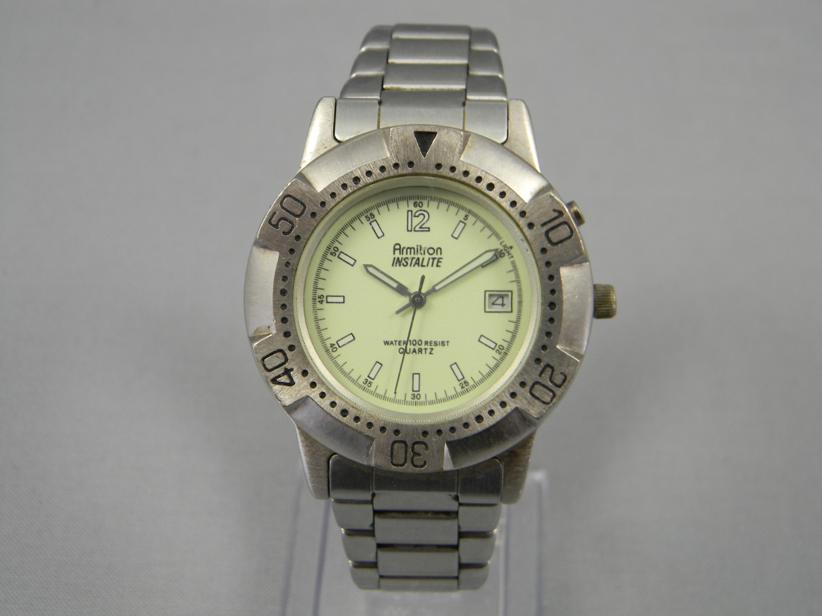 Armitron Instalite Watch Men 40mm Date Clasp Band New Battery 6.75″ to 7.5″