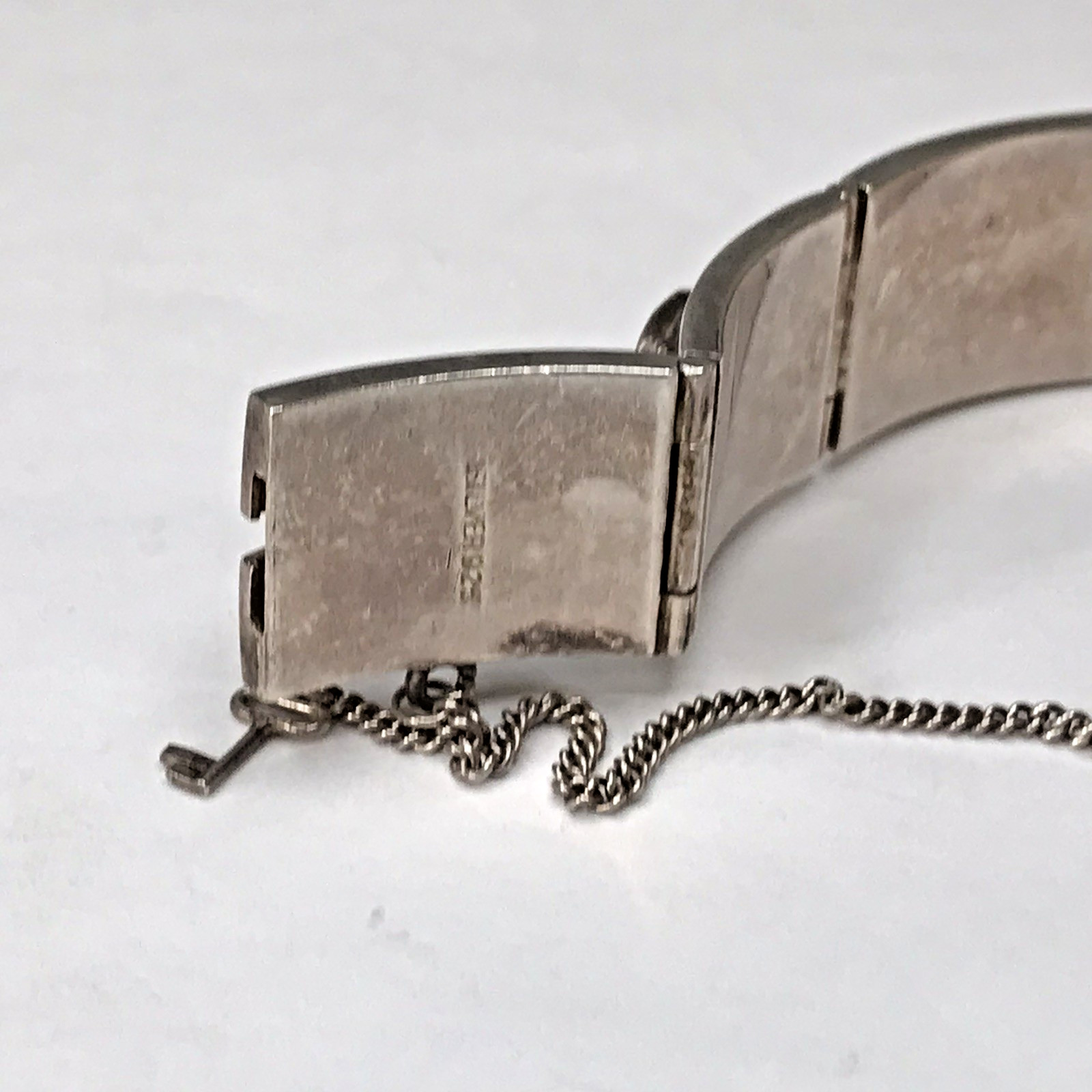 Sterling Silver Antique Chinese Character Lotus Oxidized Panel Bracelet 7″ 39.3g