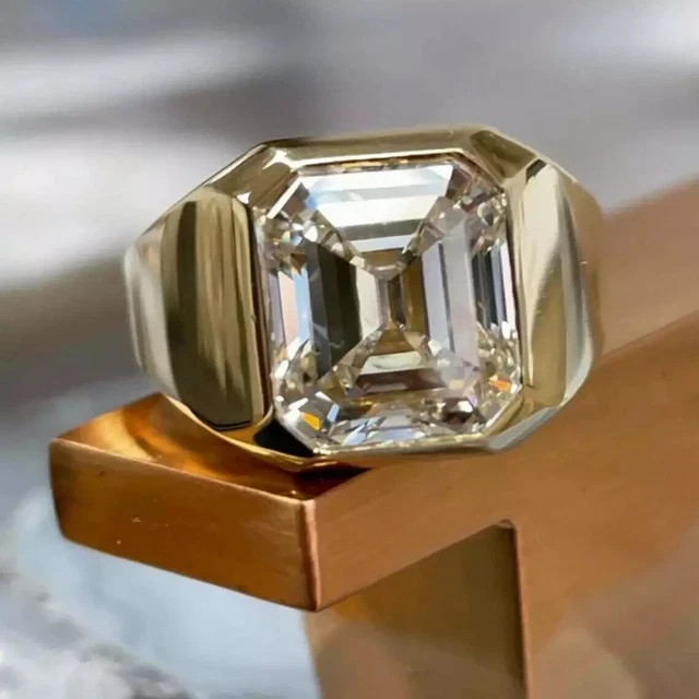 3.00CT Emerald Lab Created Diamond Men Wedding Band Ring 14k Yellow Gold Plated