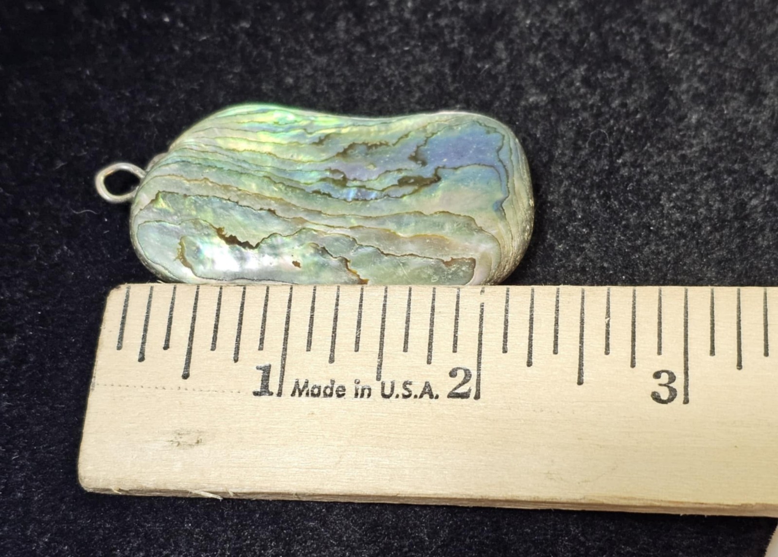 Vtg Large Abalone Shell Pendant Flat 2.25in- B23