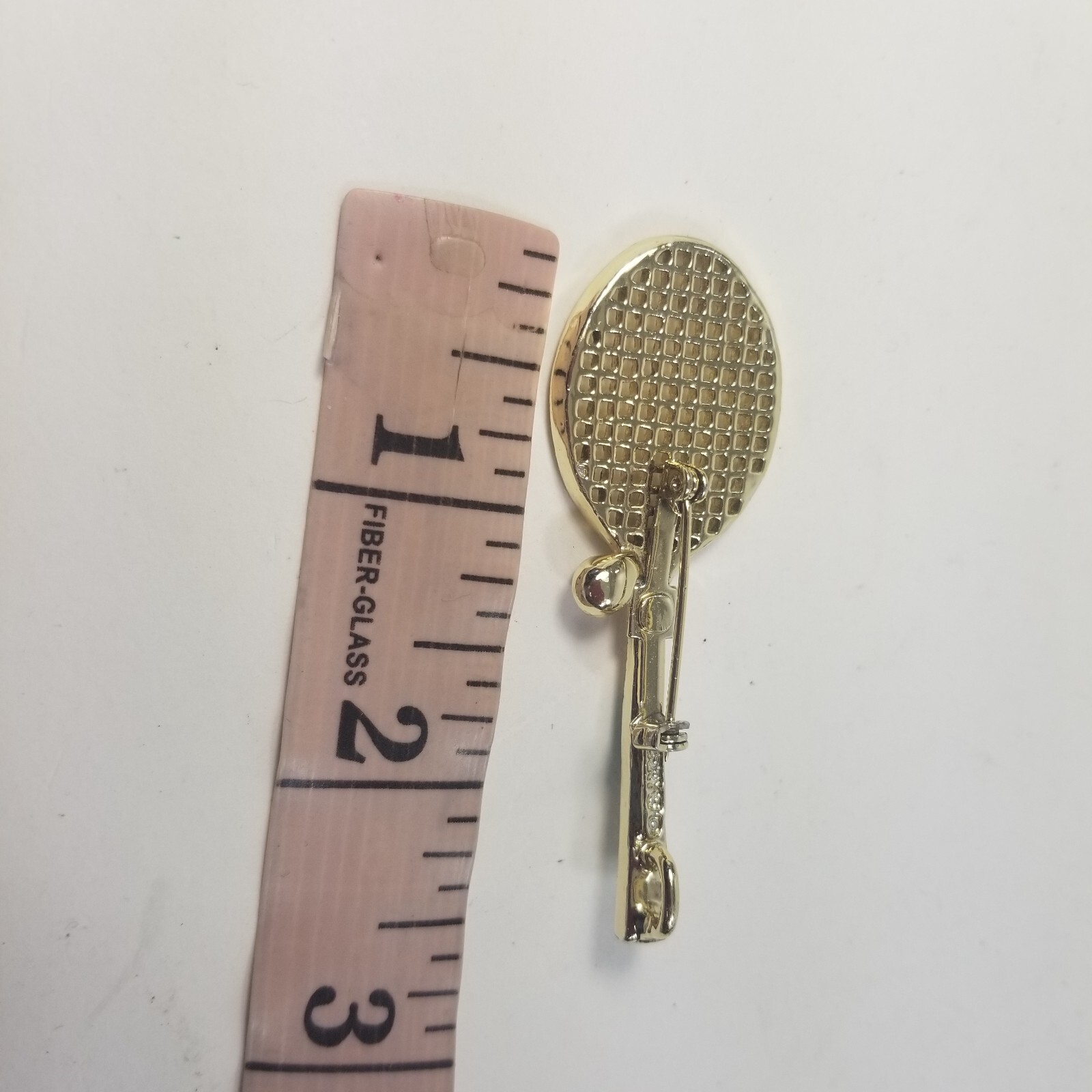 Vintage GERRY’S Tennis Racquet & Ball Brooch / Pin Goldtone