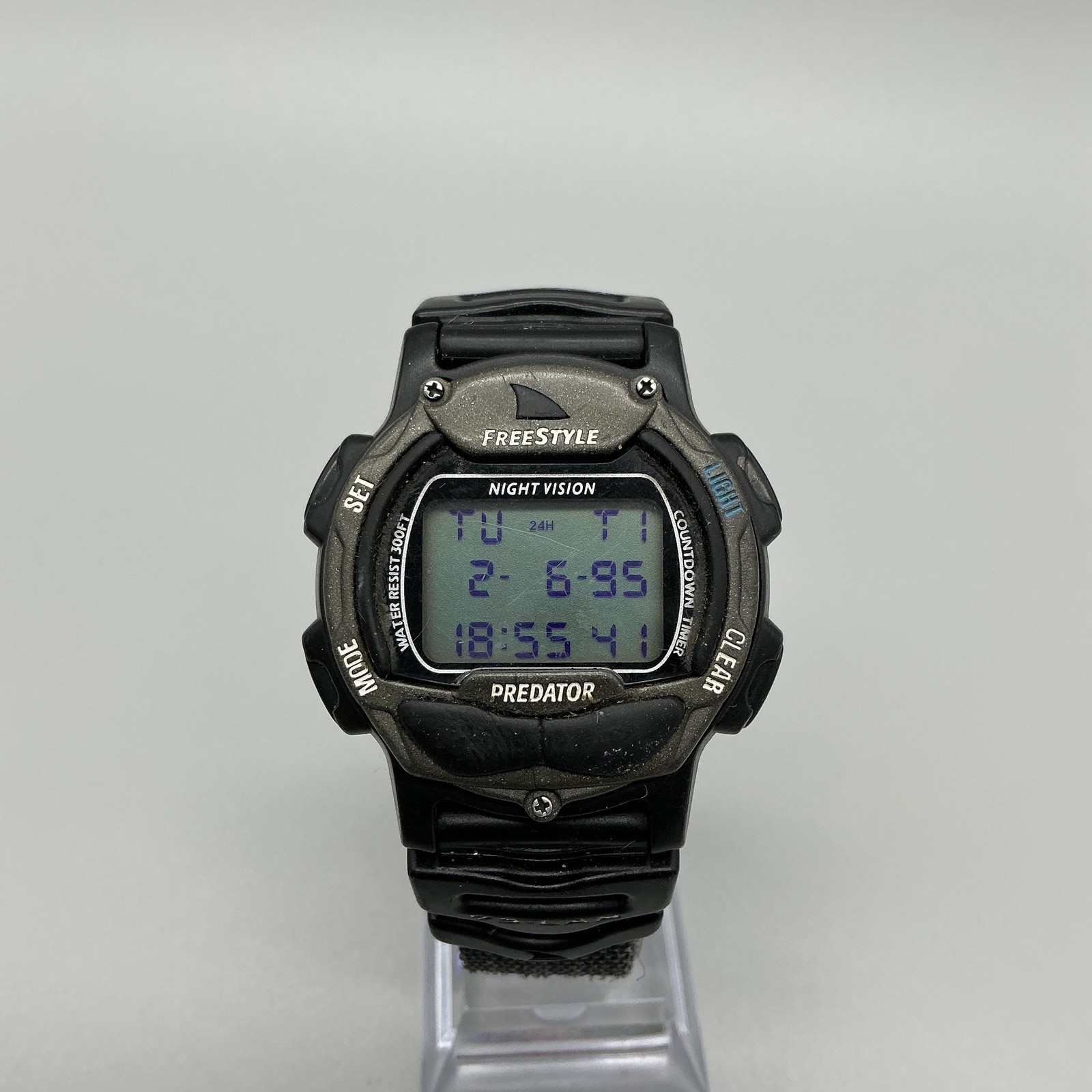 Vintage Freestyle Predator 711 Night Vision Mens Watch 39mm Digital New Battery