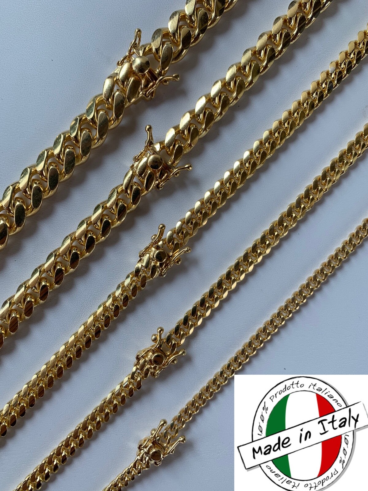 Cadena O Pulsera Cubana Para Hombre – Oro De 14k Sobre Plata Solida 925 ITALIA