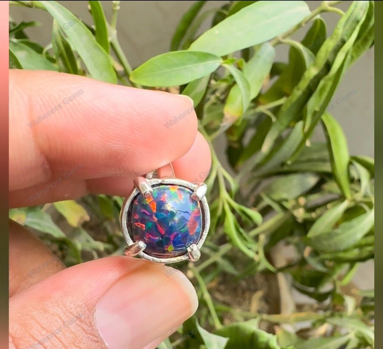 Black Fire Opal 925 Sterling Silver Ring Cabochon engagement Ring See Video