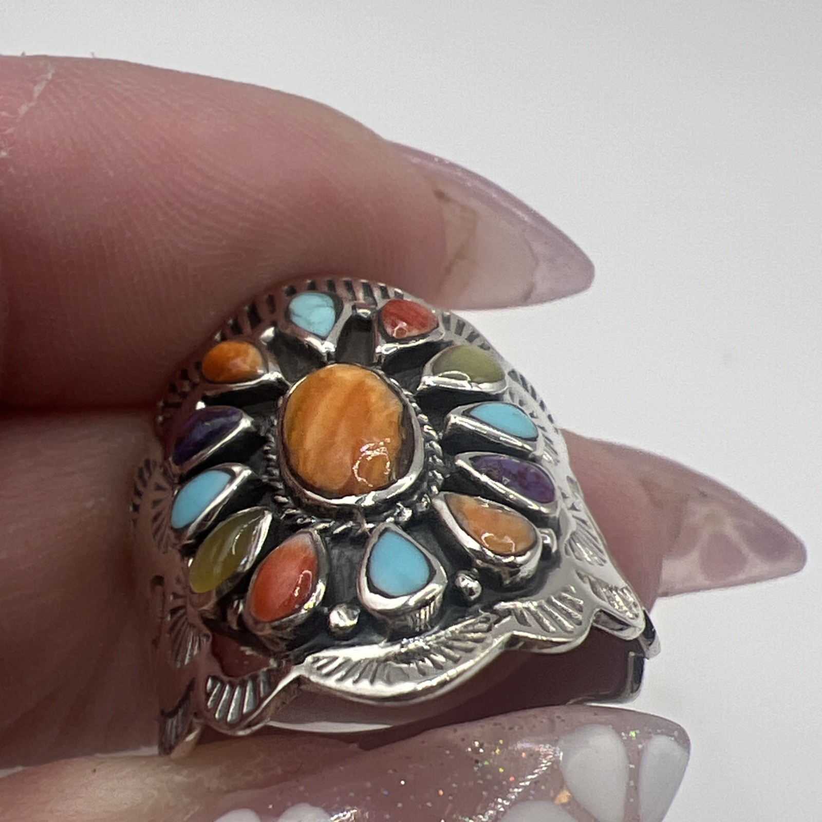 Southwestern T Philippines Multistone Sterling Silver Ring Size 9