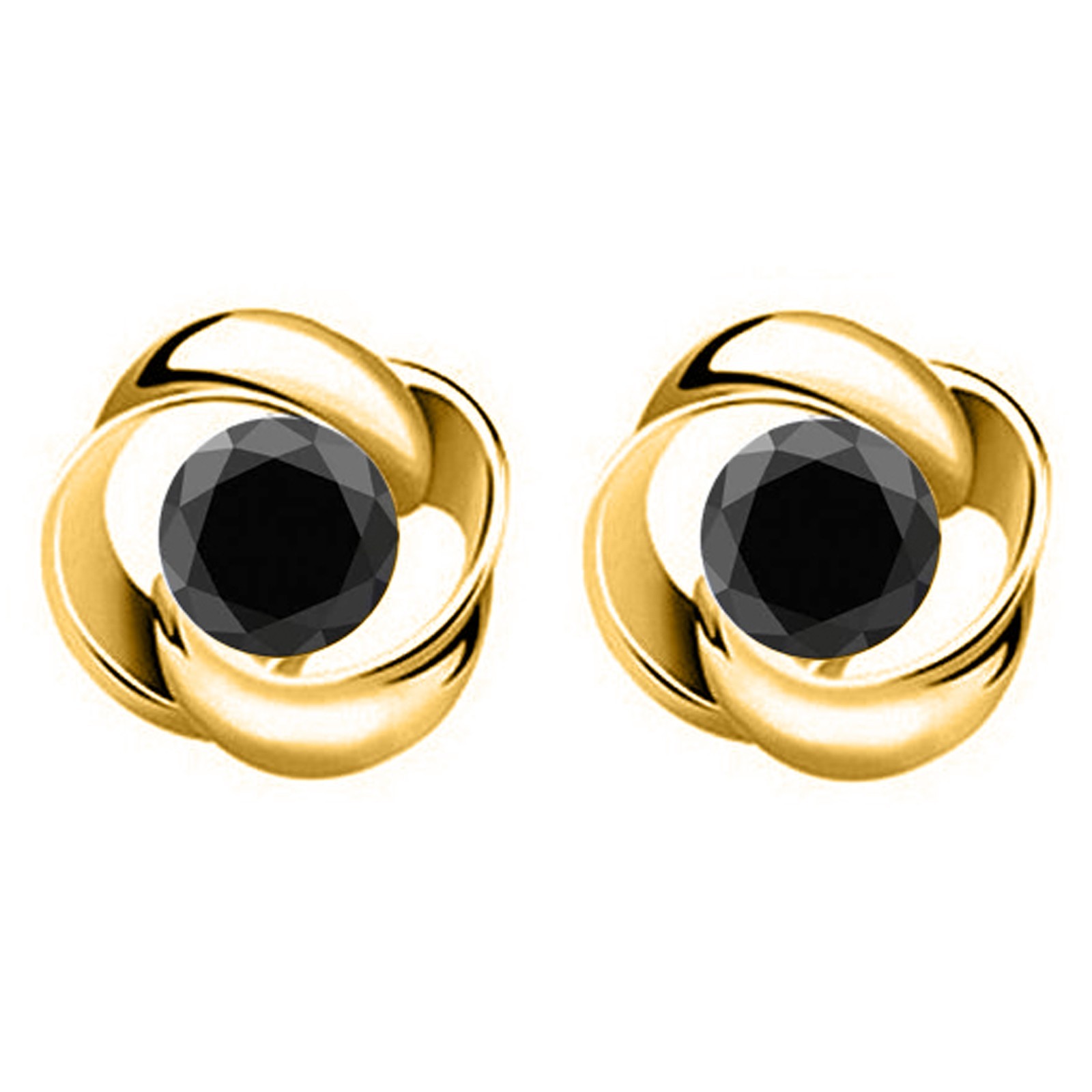 4.00 Cts. 100% Natural Jet Black Diamond Studs In 14KT Yellow Gold -Tariffs Free