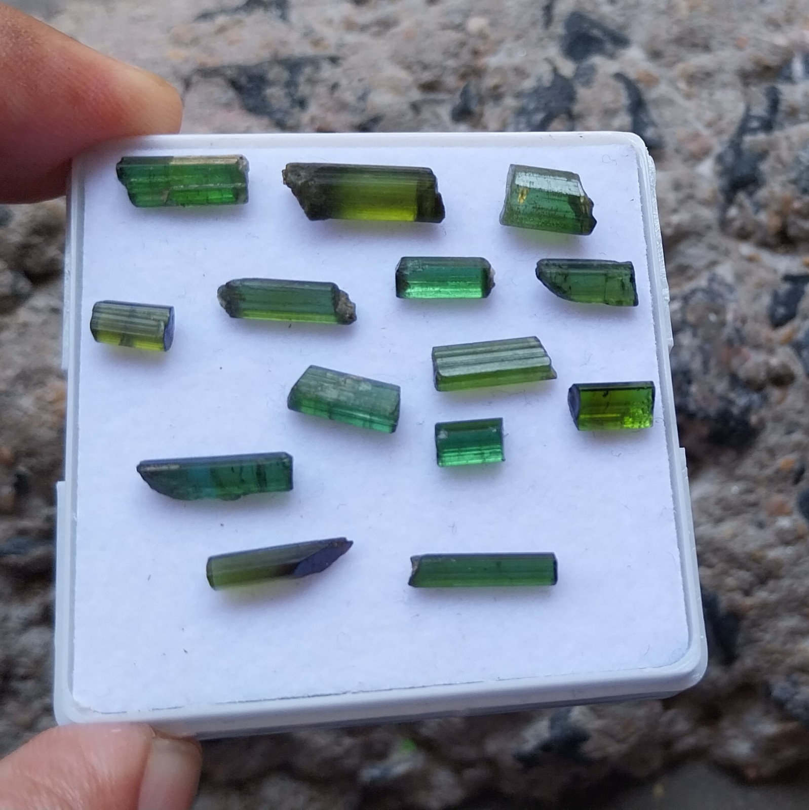 15 Carat 5 to 12 MM Natural Green Color Tourmaline Raw Rough Pencil 14 Piece Lot