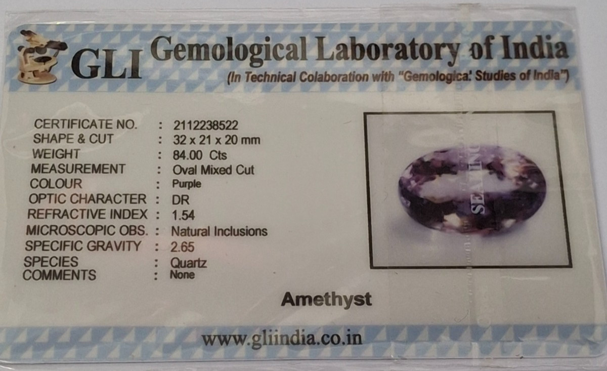Large 84 carat Rose Cut Amethyst with a blur of facets plus GLI Certificate