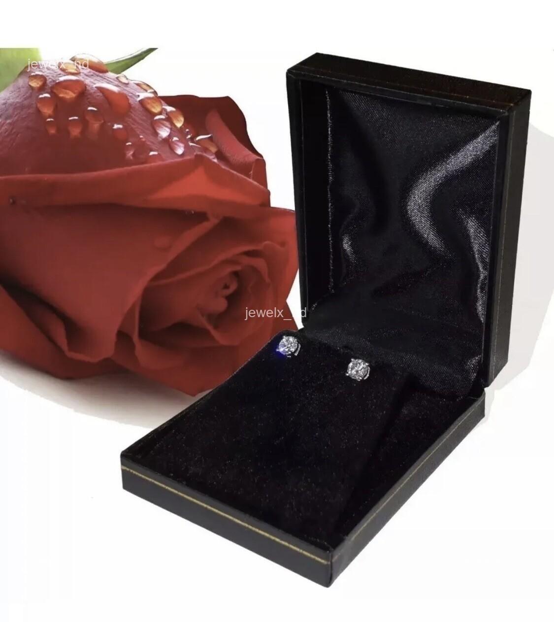 14K Solid White Gold Natural Diamond Stud Post Independent Lady Earrings Jewelry