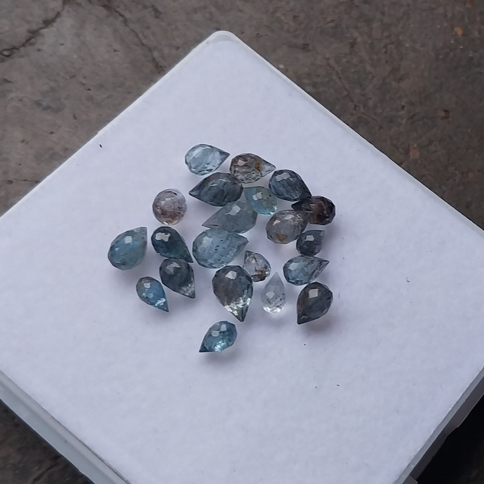 13 Ct 3.5×5 to 5×7.5 MM Natural Blue Moss Aquamarine Teardrops Cut 22 Piece Lot