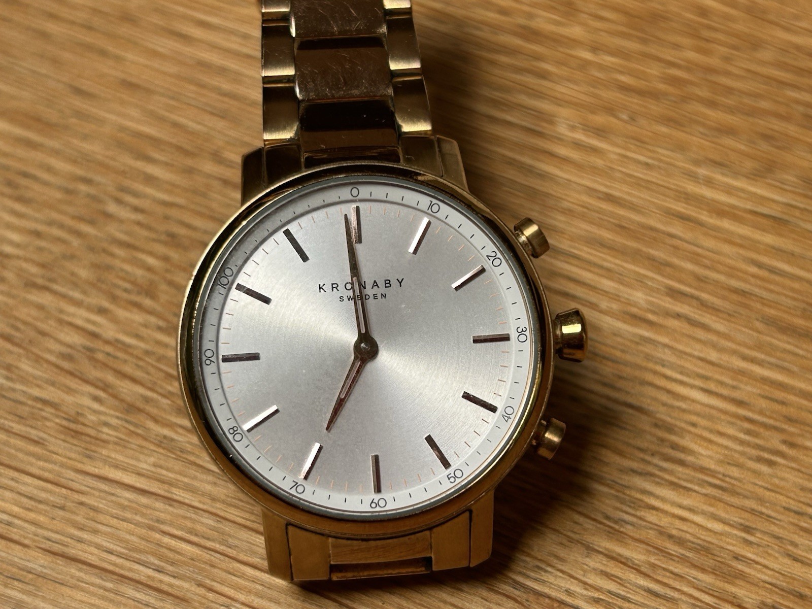 Kronaby Hybrid Smart Watch Carat 38 Rose – White, Rose Bracelet