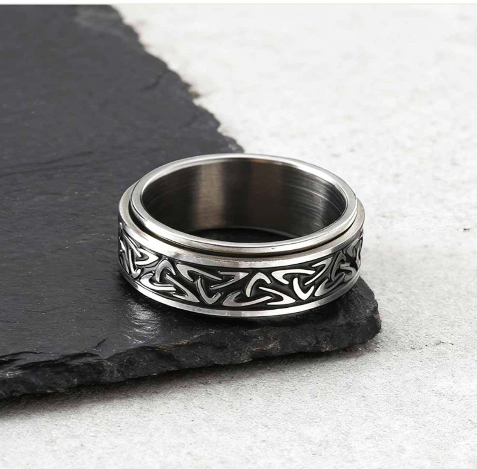 8mm Men’s or Ladies Stainless Steel Ring Vintage Punk Celtic Knot Waves wedding
