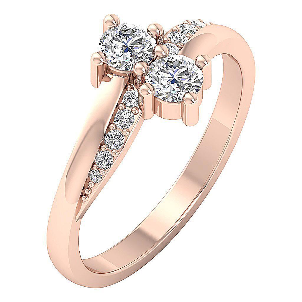 Forever Us Two Stone Engagement Ring VS F 0.70 Carat Lab Grown Diamond 14K Gold