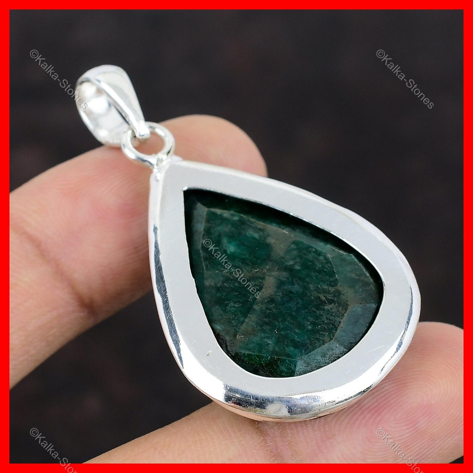 925 Sterling Silver Natural Zambian Emrald Halloween Gift New Pendant Jewelry
