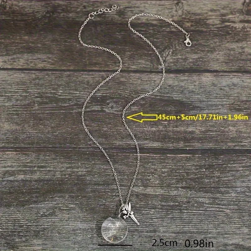 Fairy Seed Glass Globe Jewelry Silvery Angel Tinker Bell Pendant Necklace