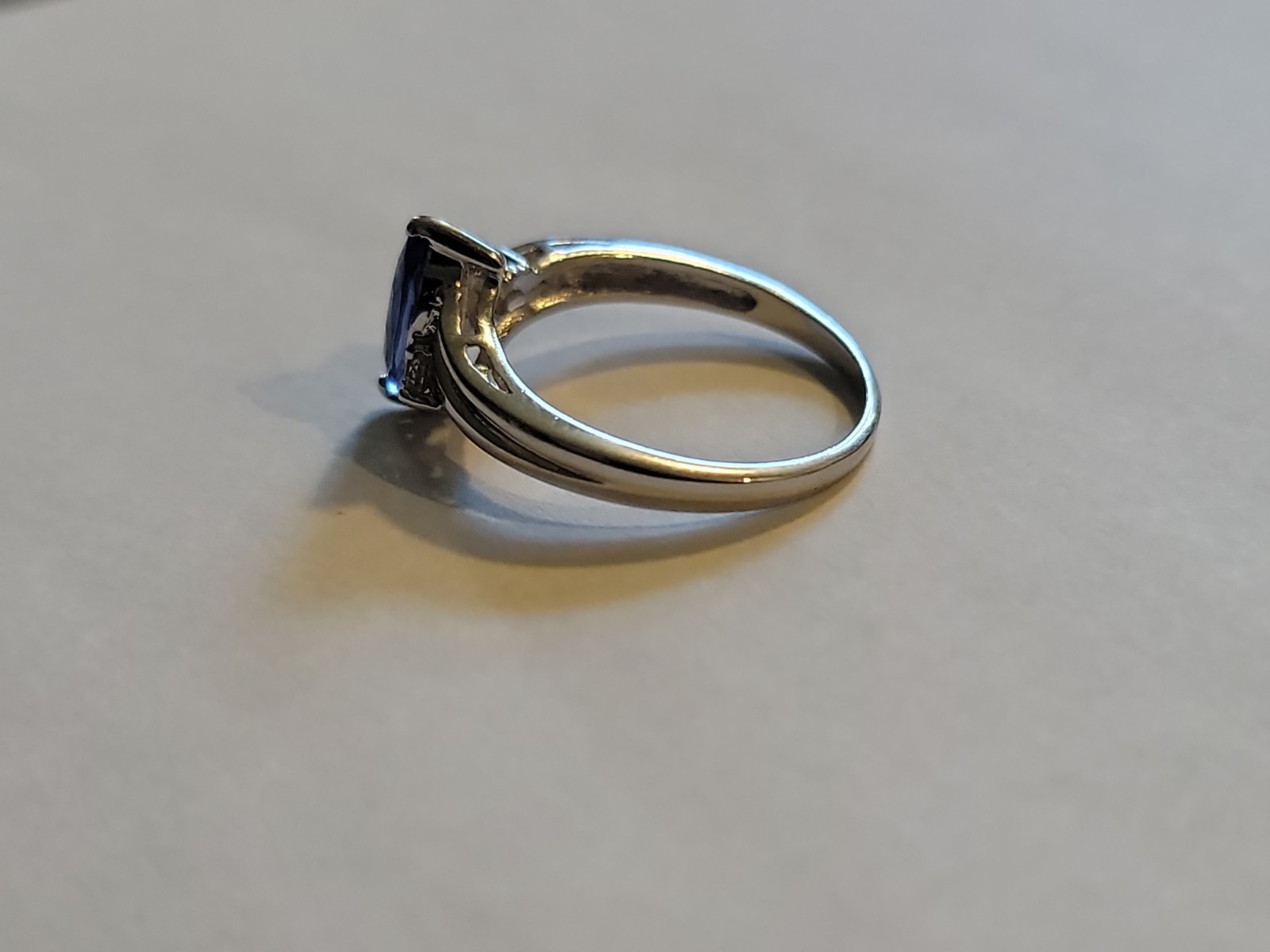 Marquis Tanzanite Engagement Ring Diamonds 2.38 Grams Sterling 925 Silver Size 8